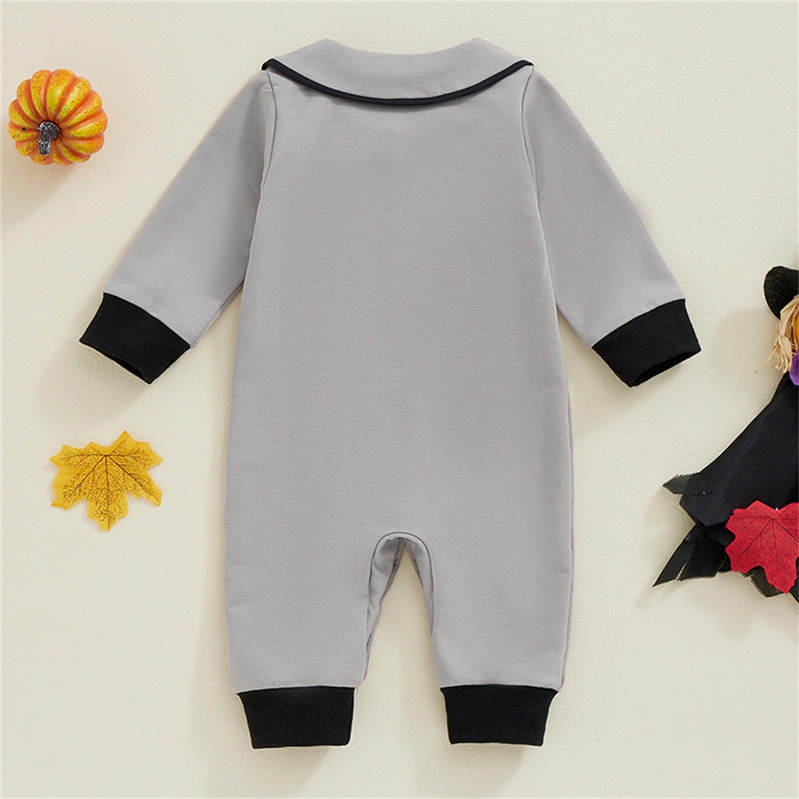 Genérico Mono Halloween Niño Manga Larga Bordado Cuello Bebé 0-18 Meses Ropa Juego Informal Tela Cómoda