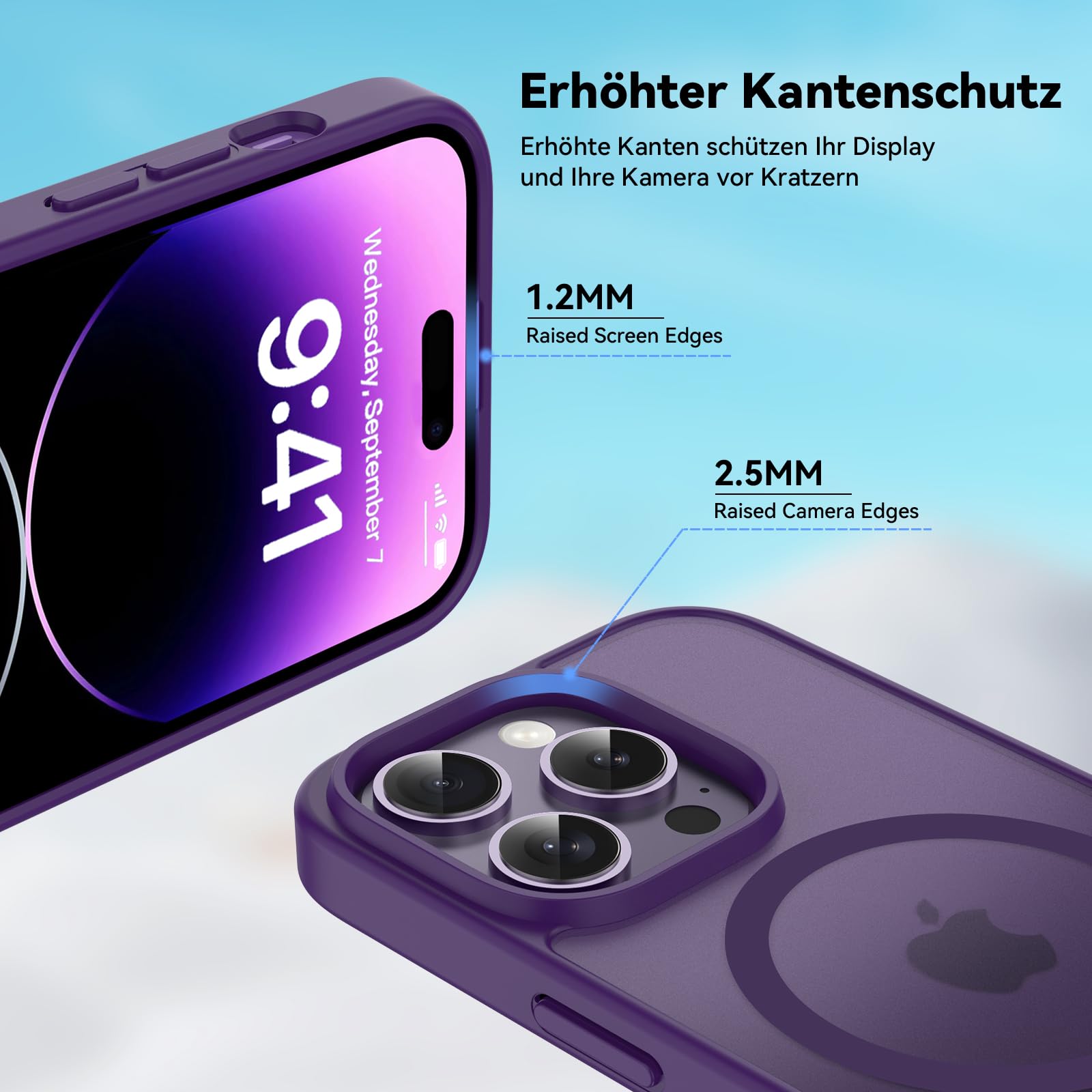 Natiiozie Magnetica Cover per iPhone 14 Pro Compatibile con MagSafe Custodia Traslucida Opaca Posteriore, Antiurto Anti-impronta Resistente ai Graffi Protettiva iPhone 14 Pro Case (Viola)