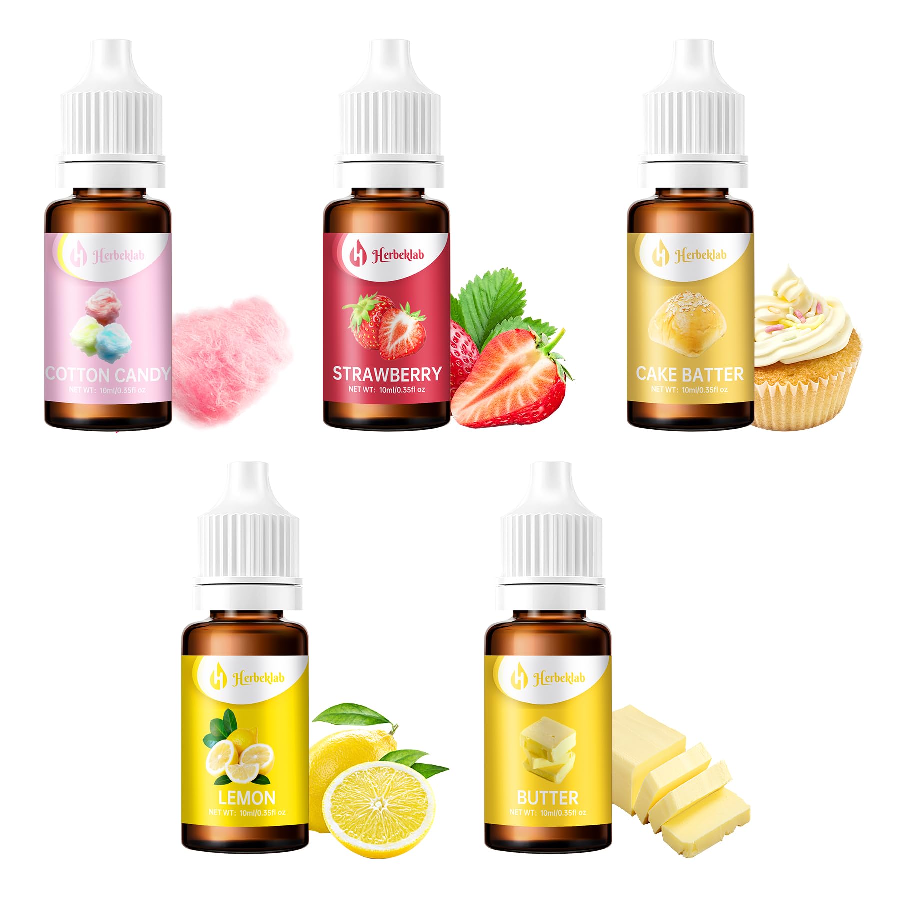 Food Flavoring Oil - Candy Flavoring for Candy Making 5 x 0.35 Fl Oz Concentrated Extracts and Flavorings for Baking, Lip Gloss, Cakes, Desserts