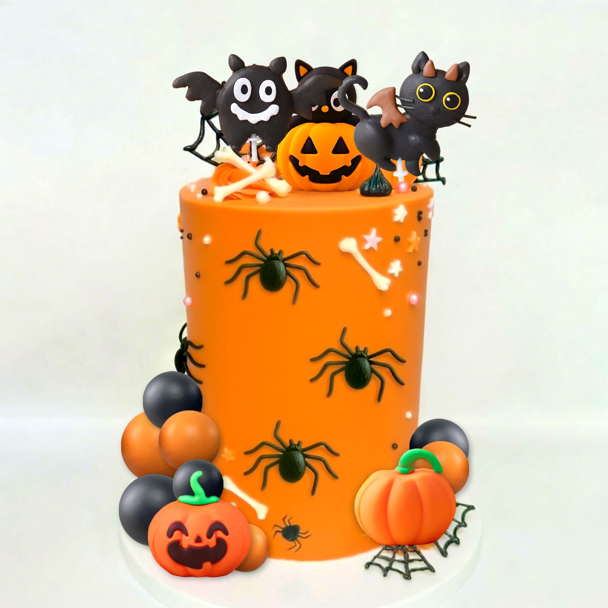 LaVenty Halloween Black Cat Cake Topper Spooky Birthday Cake Decorations, Orange, 5 cm x 1 cm - Image 5