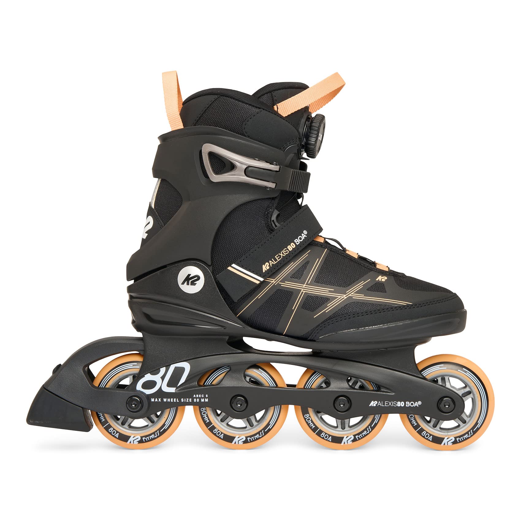 K2 Alexis 80 BOA Womens Inline Skates - Black/Pink, 8.0