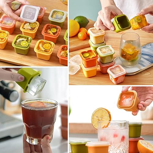 Miniatura 7 de Bandejas cuadradas grandes para cubitos de hielo, bandejas individuales surtidas para cubitos de hielo con tapa extraíble, bandejas de hielo