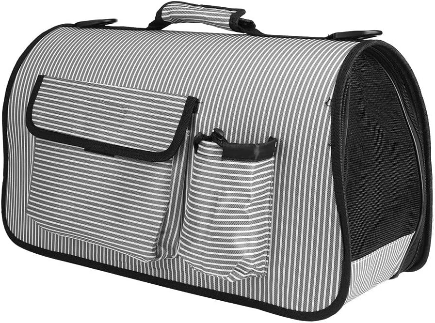 Foldable Portable Breathable Pet Handbag, Travel Pet Bag for Dog and Cat, Nylon Pet Carrier with Adjustable Shoulder Strap and Outer Storage Pocket for Outdoor Use (S)