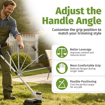 Weed Eater Handle with Shoulder Strap, Ergonomic Weedeater Handle Extension, Back Saver Trimmer Handle for String Trimmer, Lawn Care, Yard Work & Edging