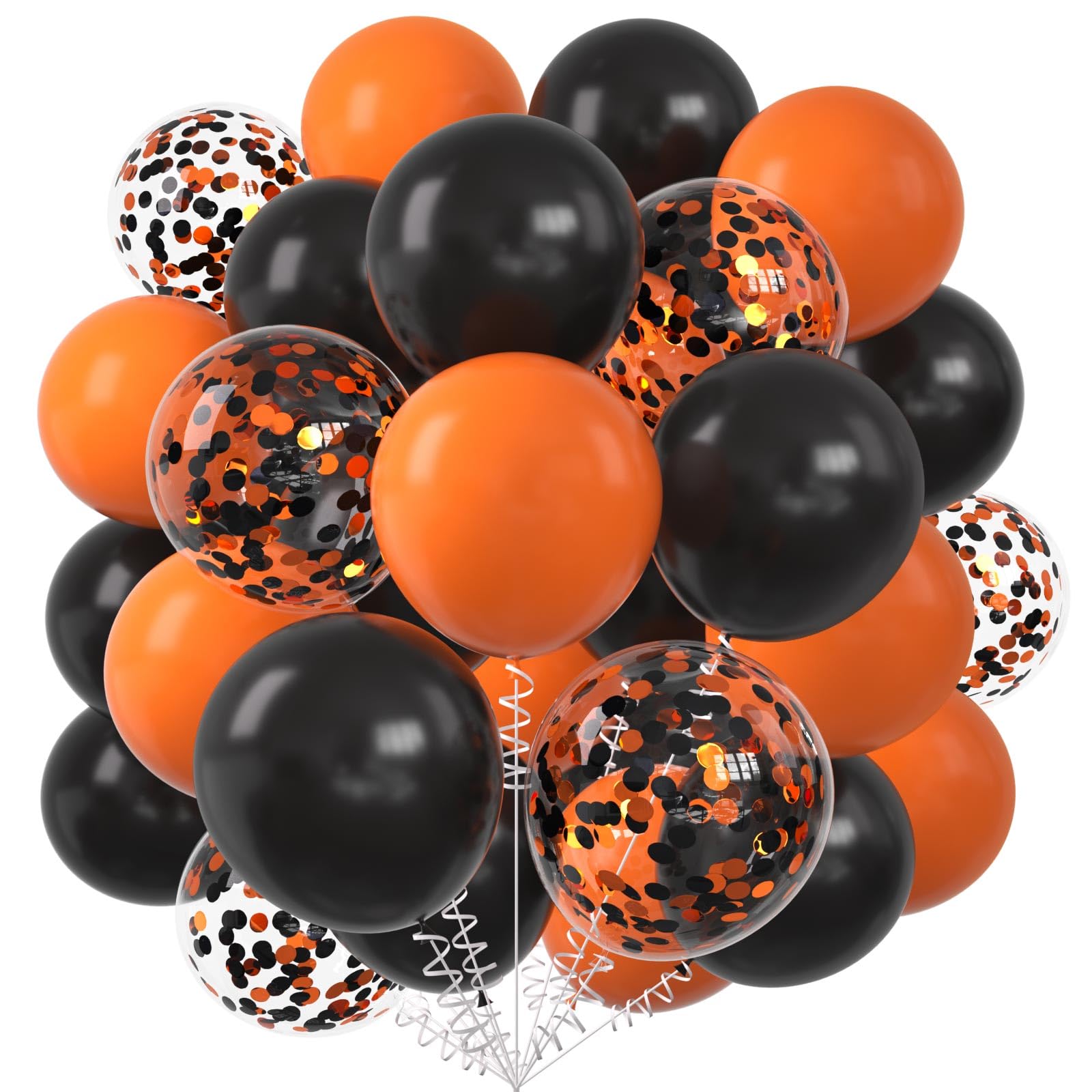 KALOR Orange and Black Balloons, 12 Inch Orange Black Confetti Balloons 60 Pack Latex Balloons for Birthday Baby Shower Anniversary Halloween Party
