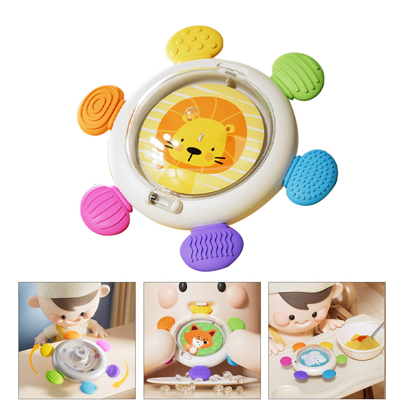 Mordedor de juguete giratorio para niños pequeños con ventosa, juguete sensorial para juegos de baño, juguete giratorio para bebé
