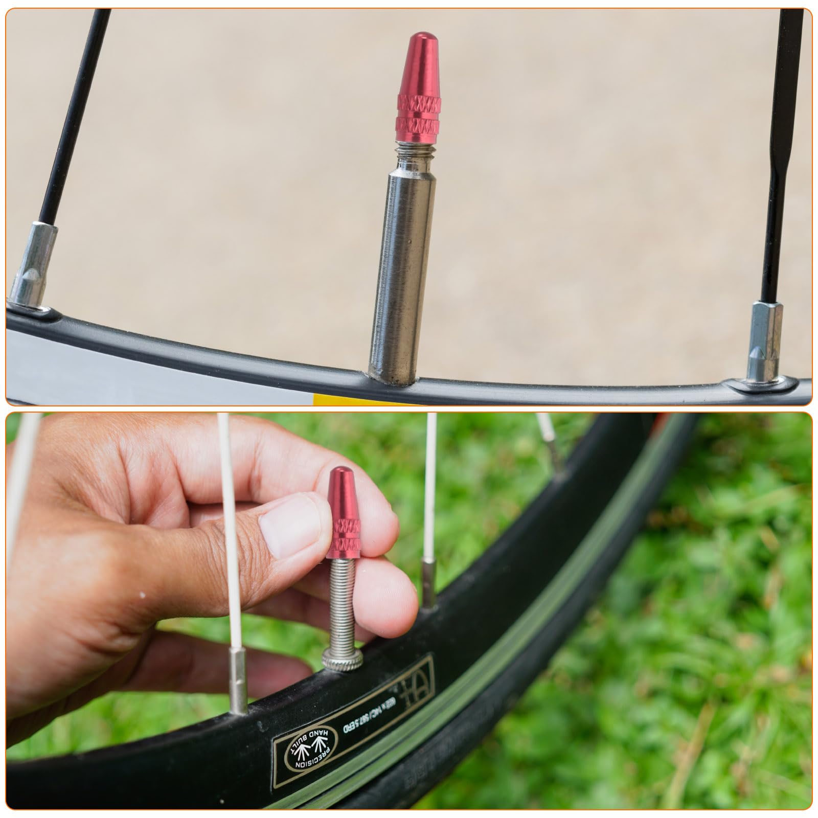 Sourcing Map 8 Tappi Per Valvole Bici In Alluminio Anodizzato - Mountain Bike, Strada, Corsa - Colore Arancione - 3