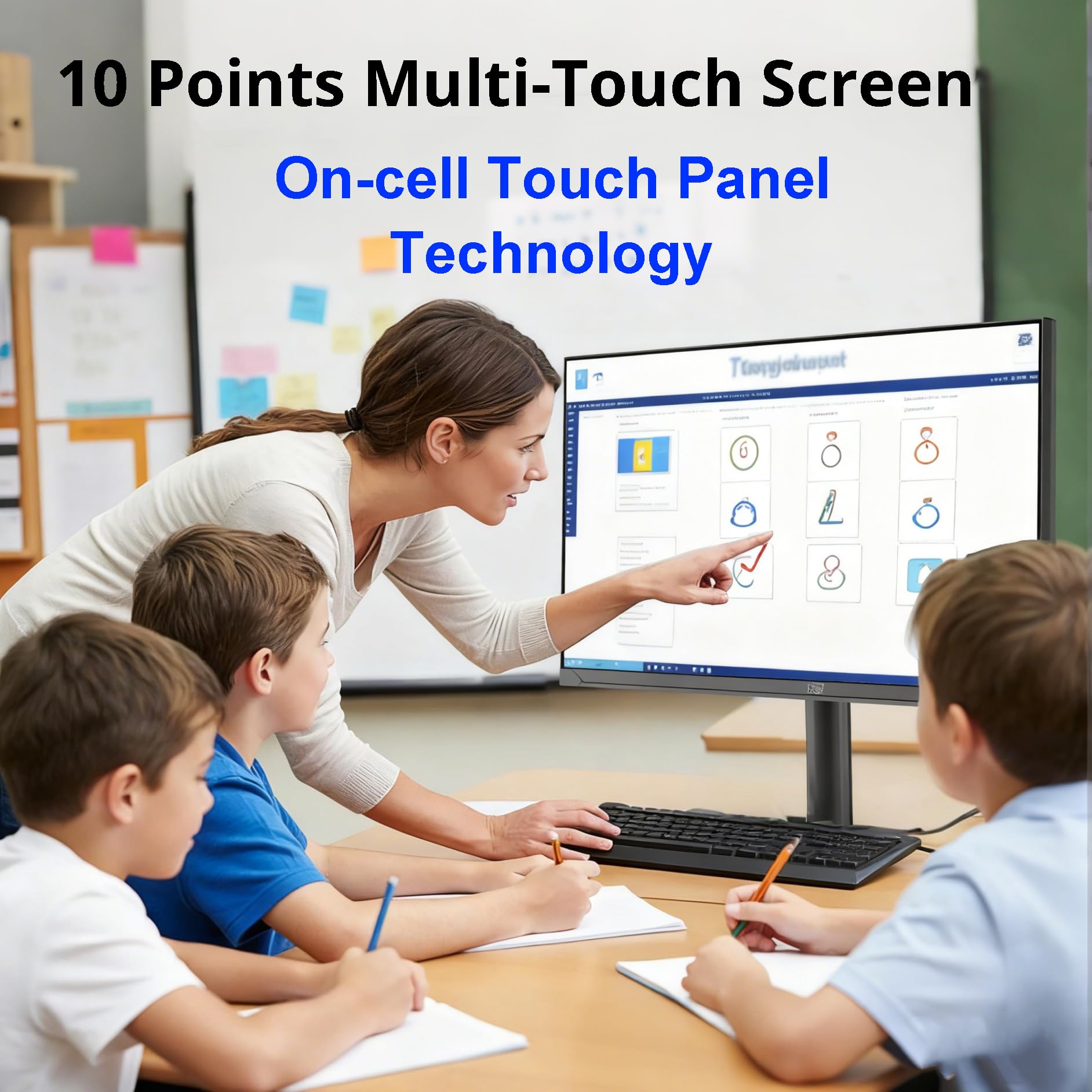 Chengying Monitor Touch Screen | 32 pollici 4K | Touch Monitor con Bordo Ultra Fino | Display Touch On-Cell | 32" Touchscreen | Serie TM001Ultra