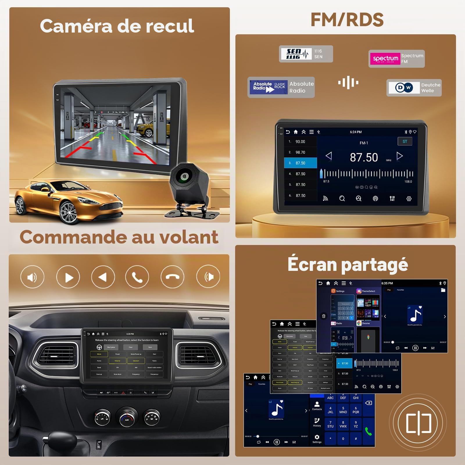 Hikity 4G+64G Android 15 Autoradio 10" pour Renault Master CarPlay