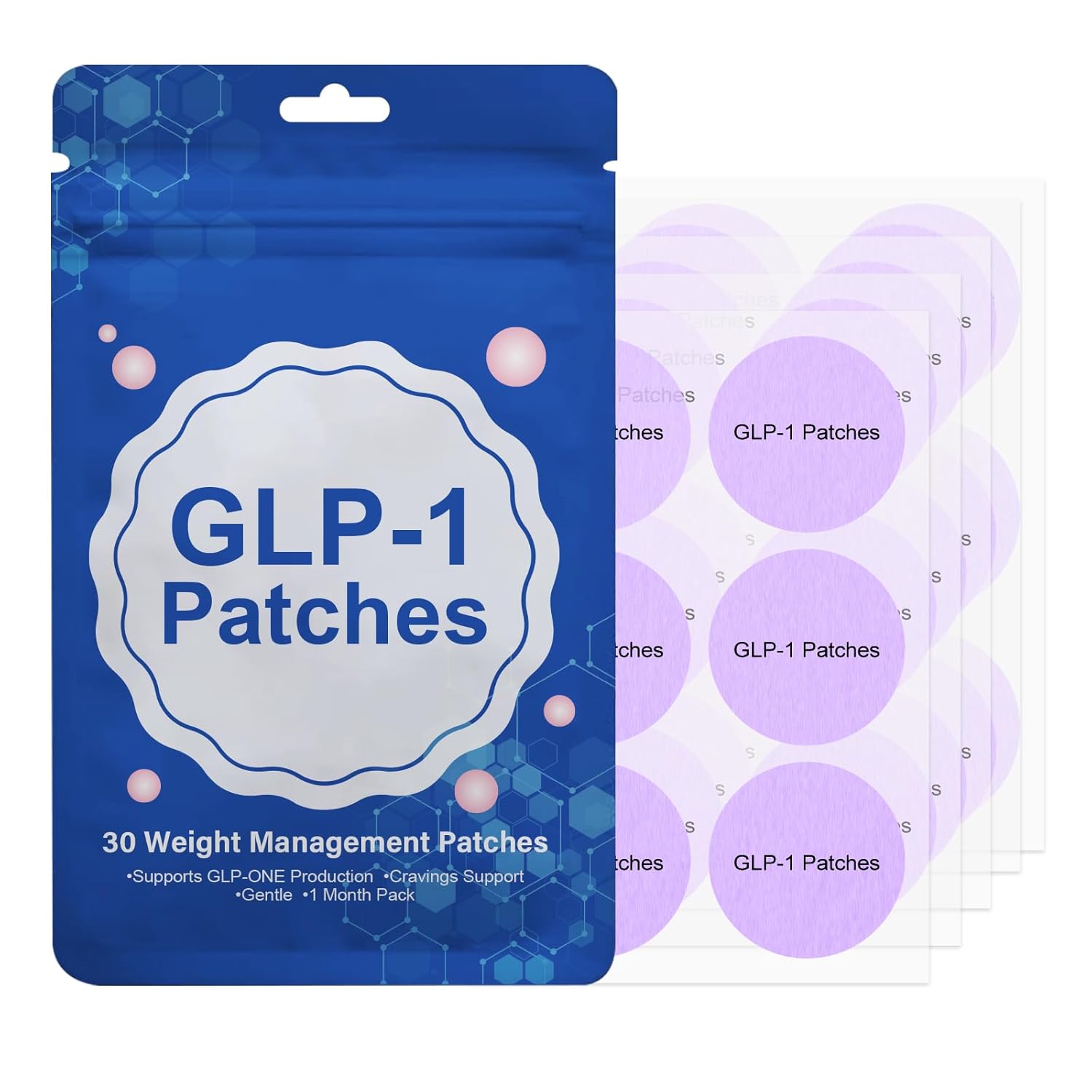 WAJ Patches GLP-1 - Solução Prática e Eficaz para Homens e Mulheres (30 Contagem - 13g cada)