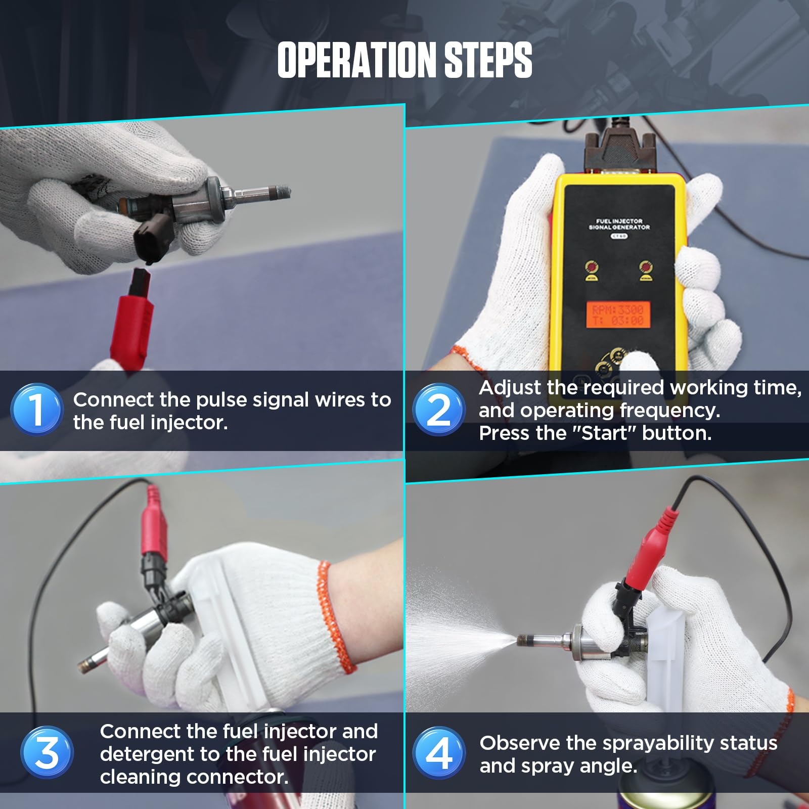 Tester e pulitore dell'iniettore del Carburante CT60, 12 V e 70 V, pulitore del Sistema di iniezione del Carburante GDI, Larghezza di impulso Regolabile, velocità e Tempo, Due iniettori