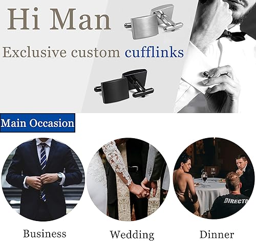 Miniatura 2 de FIBO STEEL gemelos clásicos de acero inoxidable para hombres para bodas y negocios