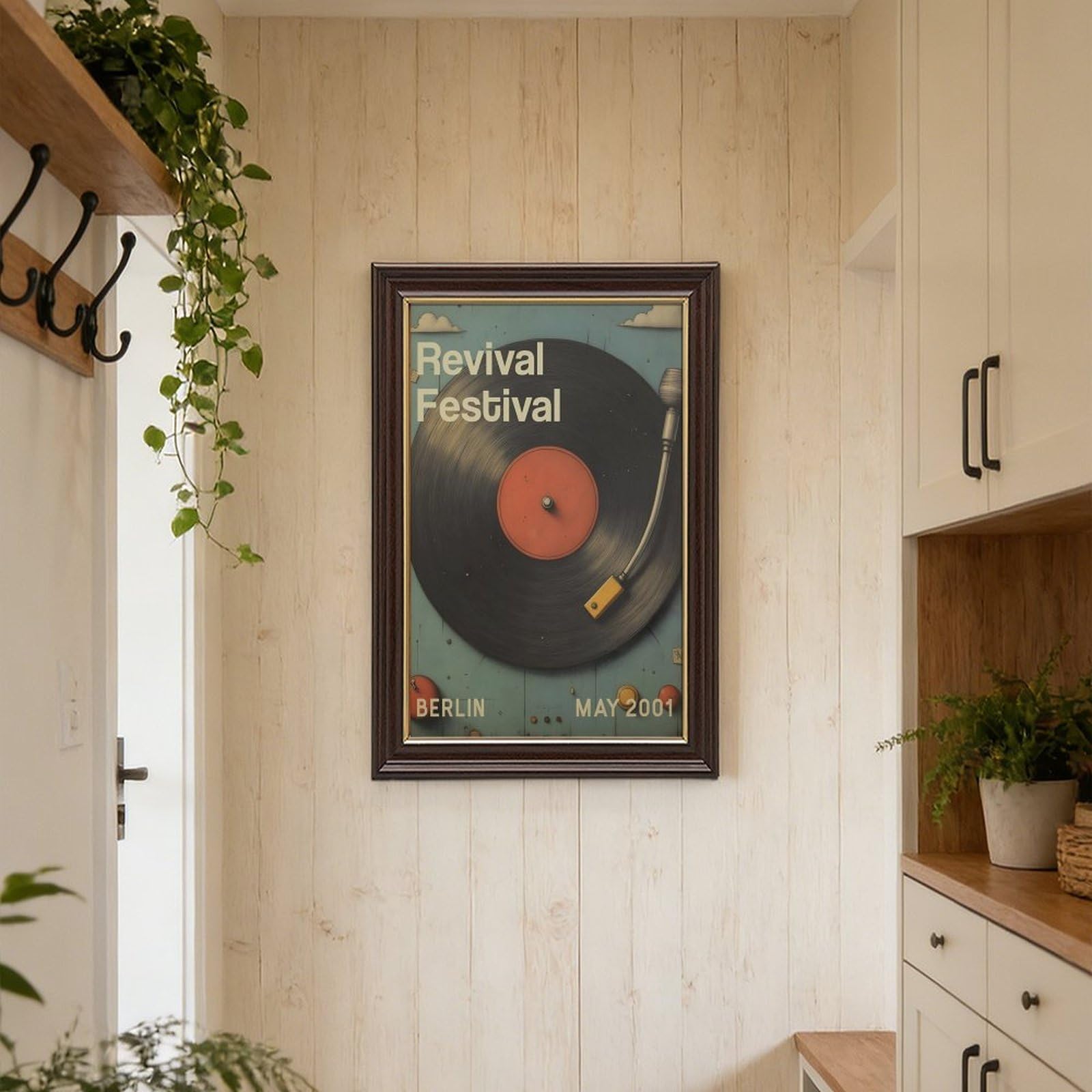 Vinyl Revival, poster musicale su tela, decorazione per camera da letto, ufficio, stanza, regalo, 40,6 cm L x 61 cm W