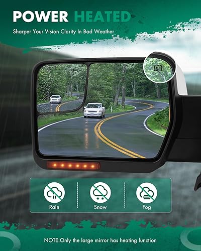 Miniatura 5 de SCITOO - Espejos retrovisores laterales eléctricos para camioneta Ford F-150 modelos 2004 a 2014, con calefacción y direccionales