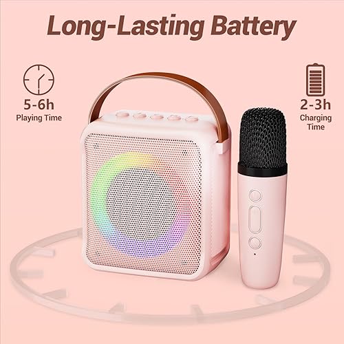 Miniatura 6 de Ankuka Máquina de micrófono de karaoke de juguetes para niños, regalos de cumpleaños para niñas de 4 a 12 años, altavoz portátil con micrófono