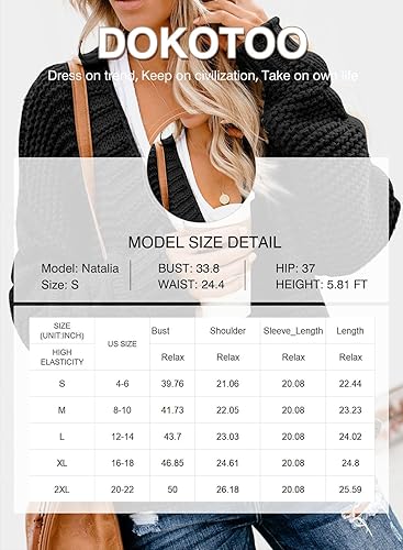 Miniatura 6 de Dokotoo Cárdigan de punto grueso de manga larga con frente abierto para mujer, abrigo suelto