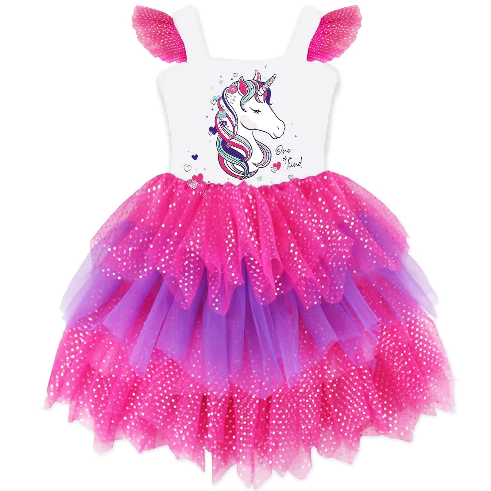 DXTON Vestido de Unicornio para Niñas Ropa de Fiesta 2-8 Años
