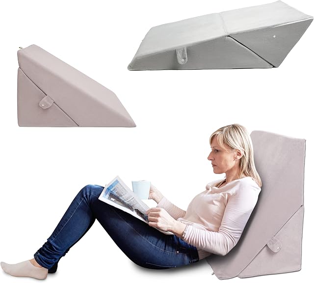 lunvi Adjustable Bed Wedge Pillow 100% Memory Foam for Back Support,Help with Acid Reflux,Neck Back Pain Relif, Post Surgery Recovery, Removable and Washable Velvet Cover