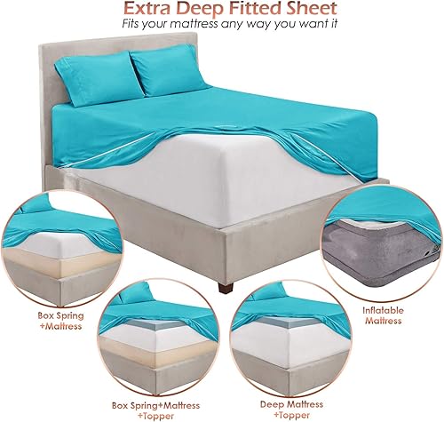 Miniatura 5 de Nestl - Juego de sábanas con bolsillo extraprofundo y de microfibra suave, 6piezas, sábanas y fundas de almohada resistentes a la decoloración,