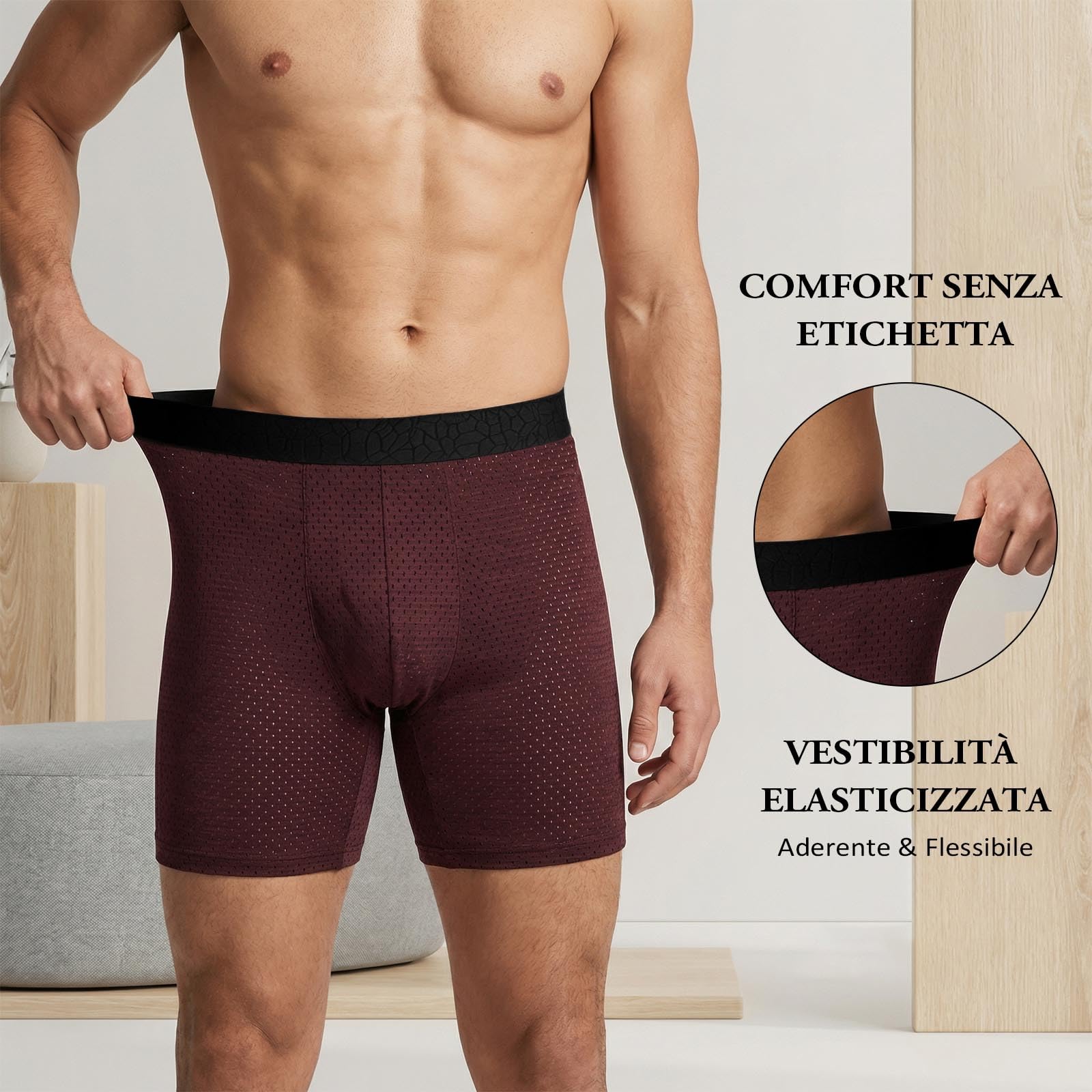 ZAKASA Boxer Lunghi Uomo Mutande: Intimo Uomo Antisfregamento Senza Etichette Morbidi Traspiranti per Estivi Sportivi Quotidiano Pacco da 4