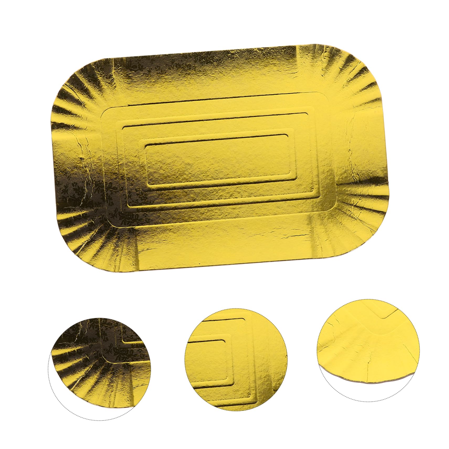 10 Platos Desechables de Papel Aluminio Dorado Diseño Liso, Bandeja Desechable para Banquetes y Hoteles, Material Resistente y Elegante