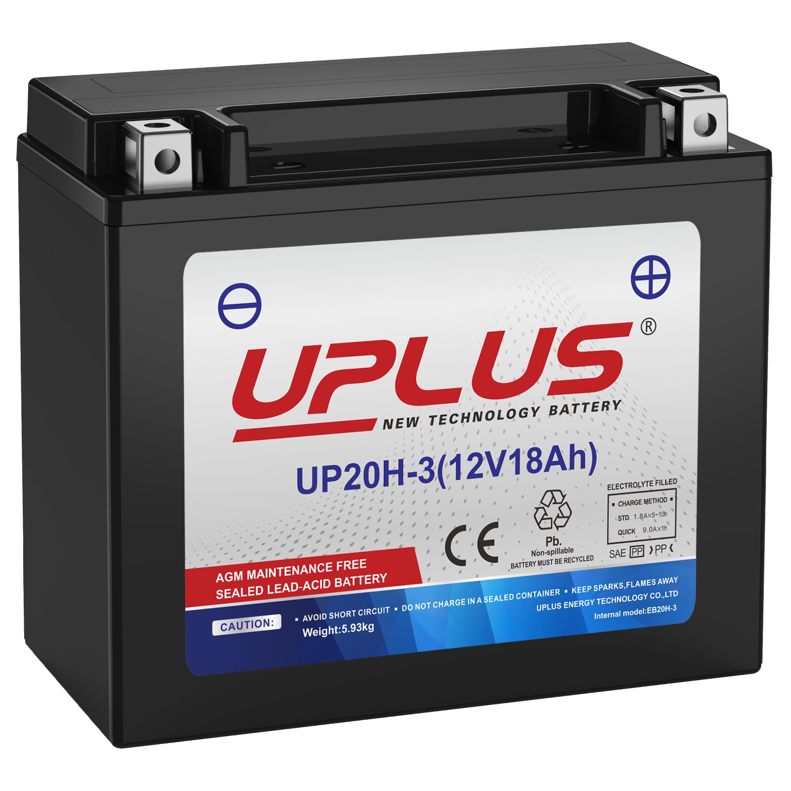 UPLUS Motorcycle Battery UP4-3-I Agm Battery, 12V 3Ah SLA Batteries Maintenance Free Scooter ATV replace for-TX4L-BS | Confirm size before order 113L x 70W x 85H(mm) — view 16
