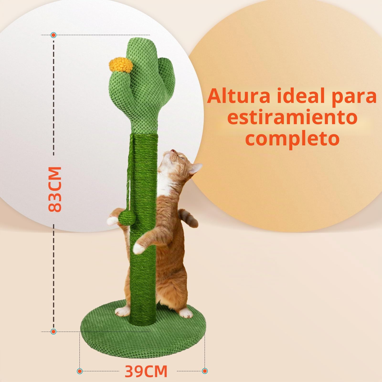 Mora Pets Rascador para Gatos de Poste 83cm Grandes Arbol para Gatos Cactus Rascadores de Sisal Natural Grün