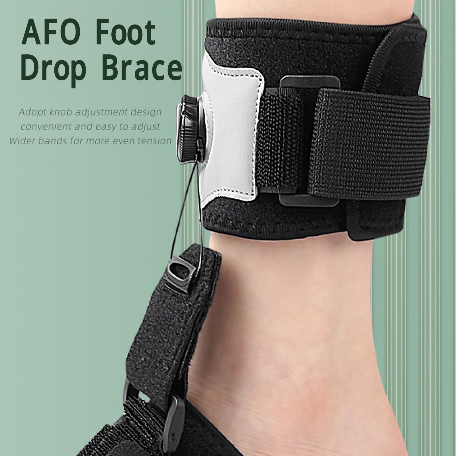 AFO Attelle de Pied pour Homme et Femme, Réglable – Utilisation de Jour et de Nuit, Taille Libre, Bouton de Réglage – Doux et Respirant – Soutien Efficace de la Démarche pour la