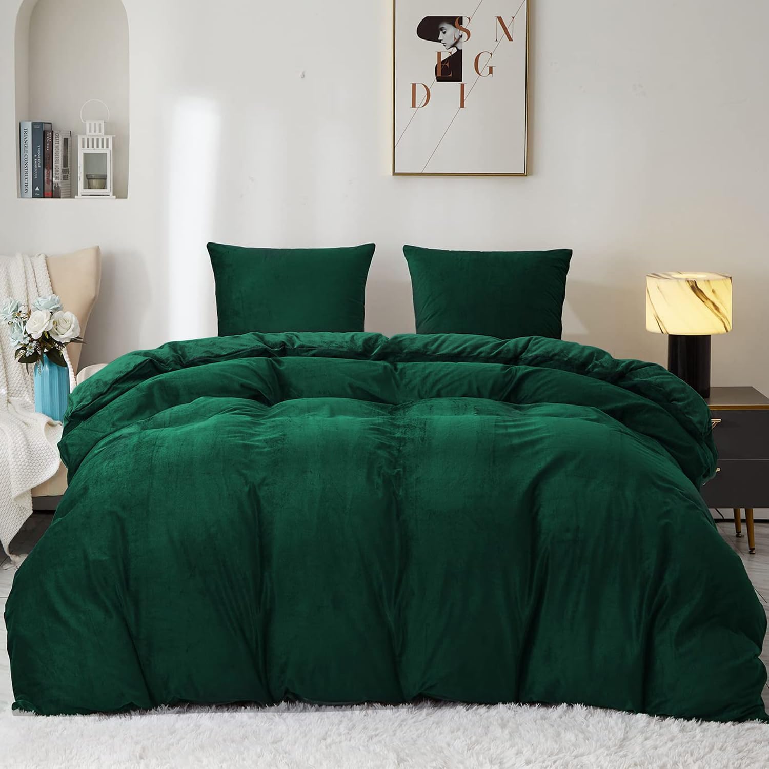 Sedefen Hunter Green Velvet Comforter Cover Dark Green Velvet Duvet
