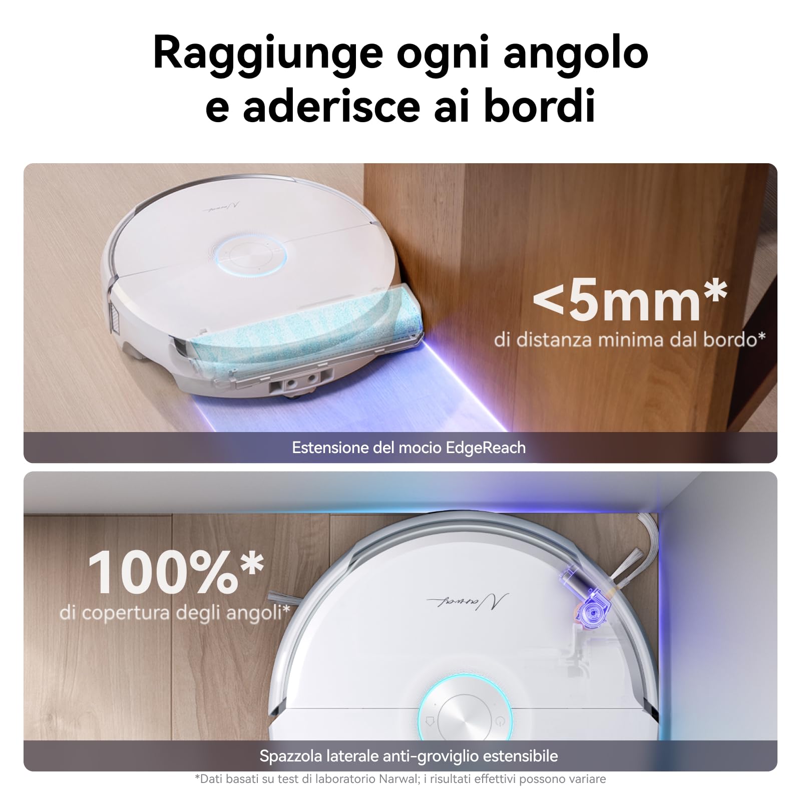NARWAL Flow Robot Aspirapolvere Lavapavimenti All-in-one FlowWash Autopulizia, Aspirazione 22000Pa, Fotocamera AI, Pulizia Tappeti Autosvuotamento, Acqua 45-80°C e Asciugatura