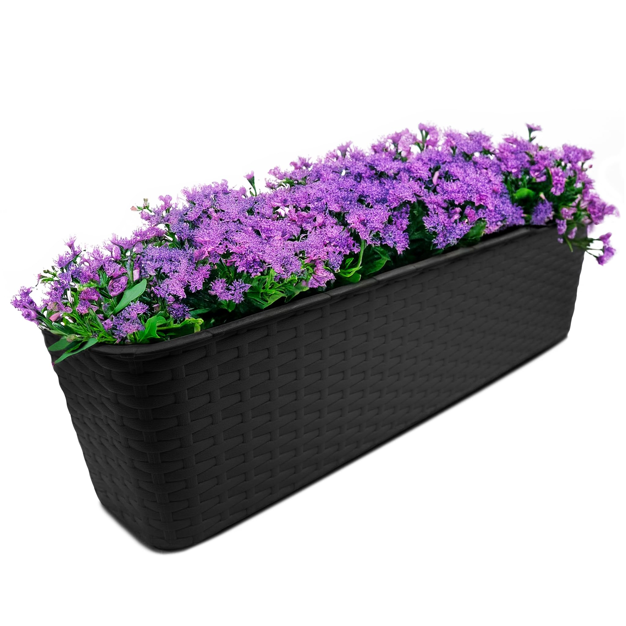 OMAGO® Jardinières de Balcon 60 cm, Lot de 4 Pots Anthracite, bacs à Fleurs en Plastique résistants aux intempéries