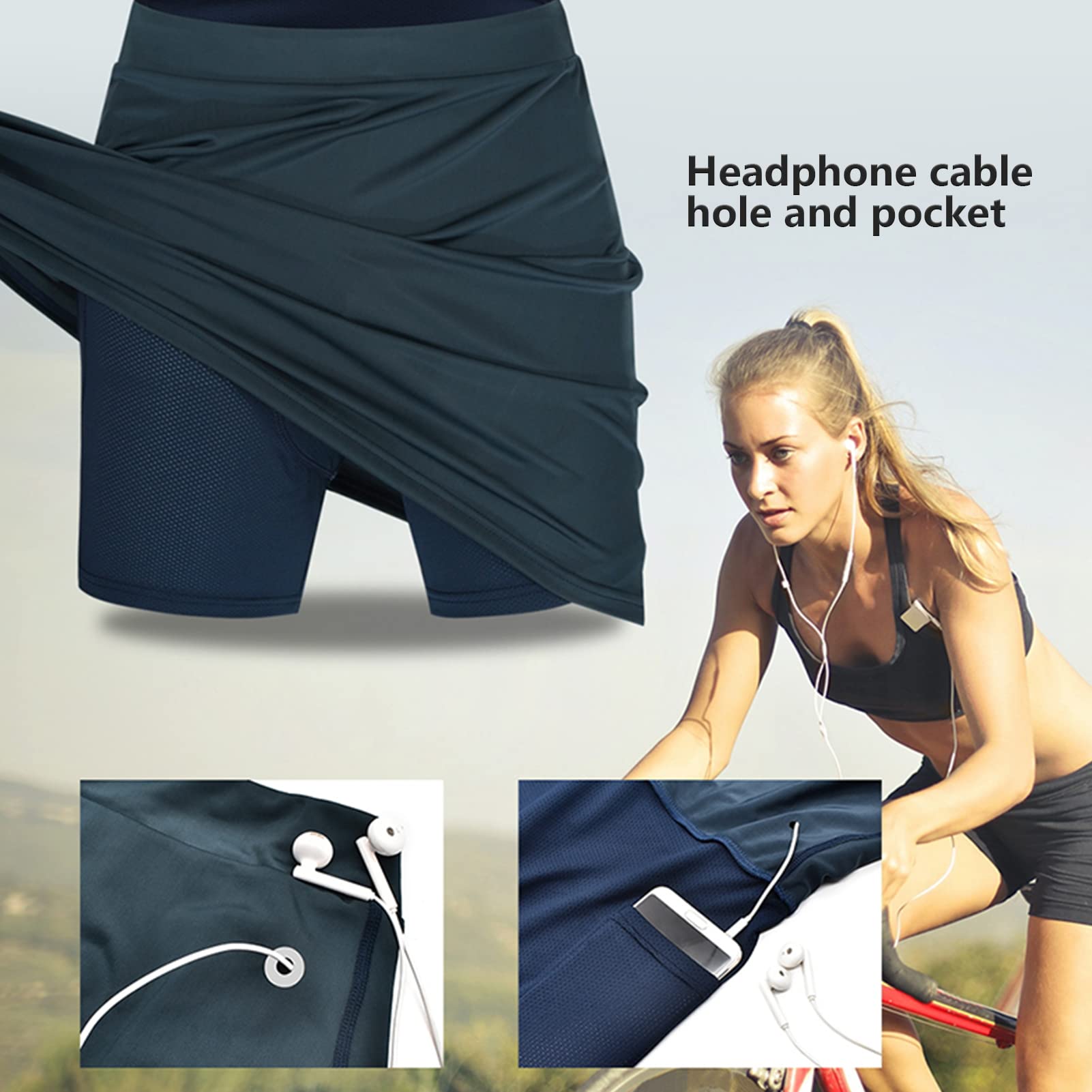 Tennis Skort Damen Tennisröcke Laufskort Golf mit Innenhose Tasche Damen Rock Kurz Culottes Tennisrock Yoga Skort mit Innenhose Taschen Sportrock für Frauen Mädchen Golf Sport