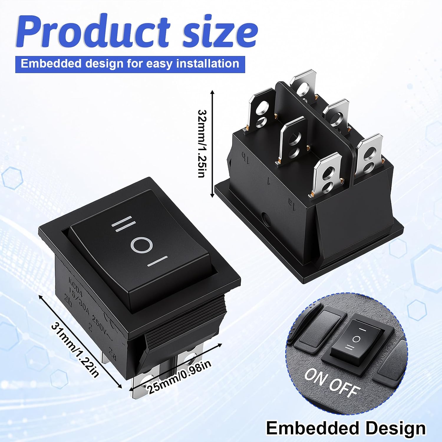 2 PCS DPDT Black Rocker Tpggle, 6 Pin 3 Way on off on Rocker Switch Single Pin Momentary Switches Mini Momentary Rockers Switches for Home Car Marine Supplies