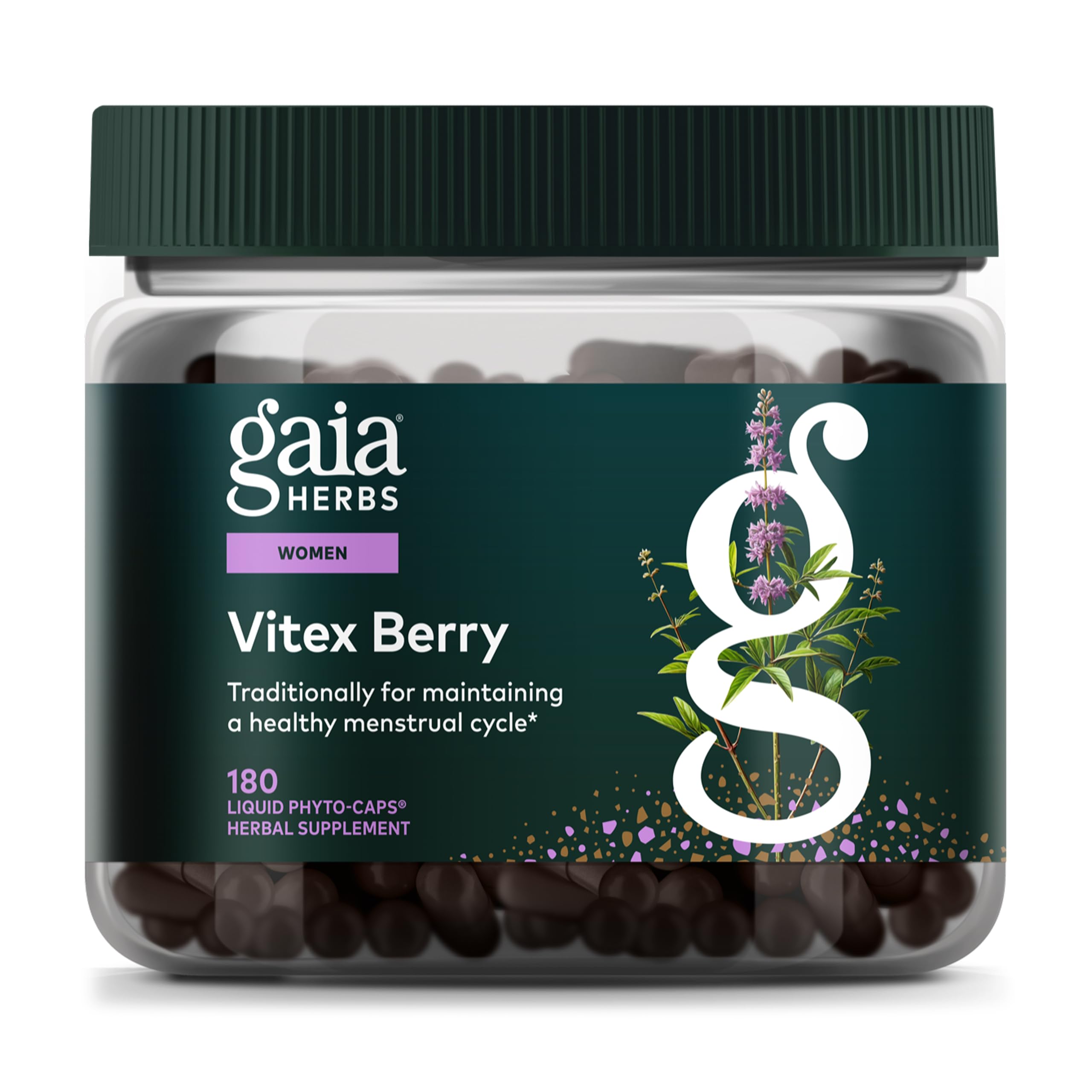 Gaia Herbs Vitex Berry - Vitex Traditionally Used to Support Hormone Balance for Women & a Healthy Menstrual Cycle* - 180 Vegan Liquid Phyto-Caps (90 Servings)