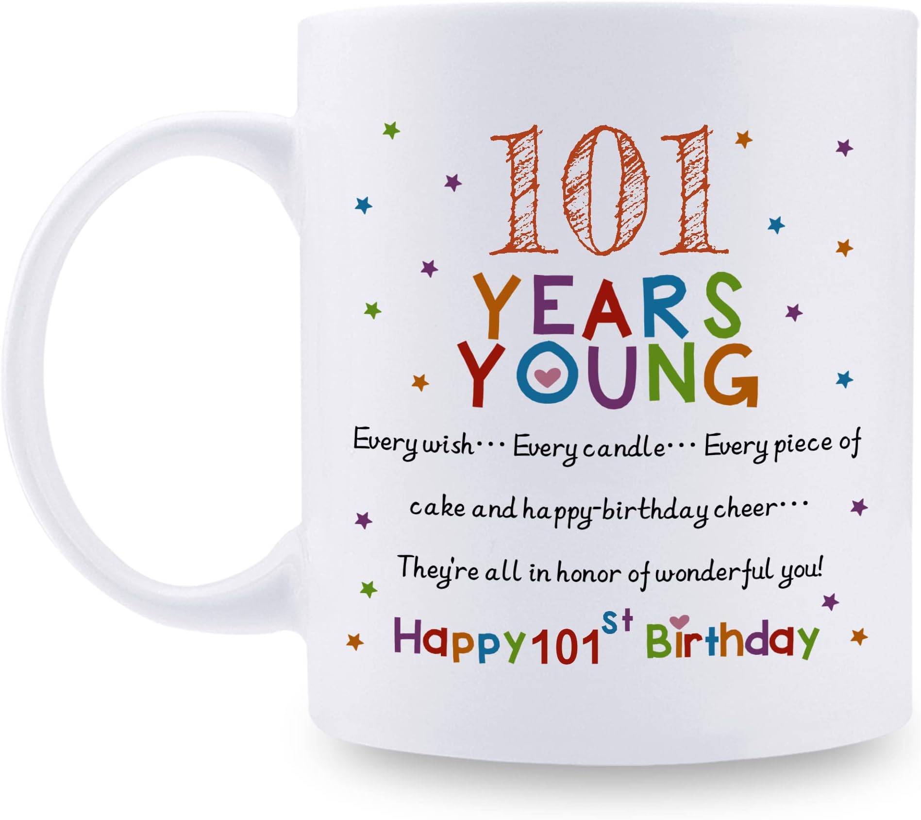 aiyaya 101st Birthday Gifts for Women Men - 101 Years Young Birthday Mug - 101st Birthday Gifts for Grandma Grandpa Mom Dad Friend Sister Brother Uncle Aunt Coworker - 11oz Coffee Mug