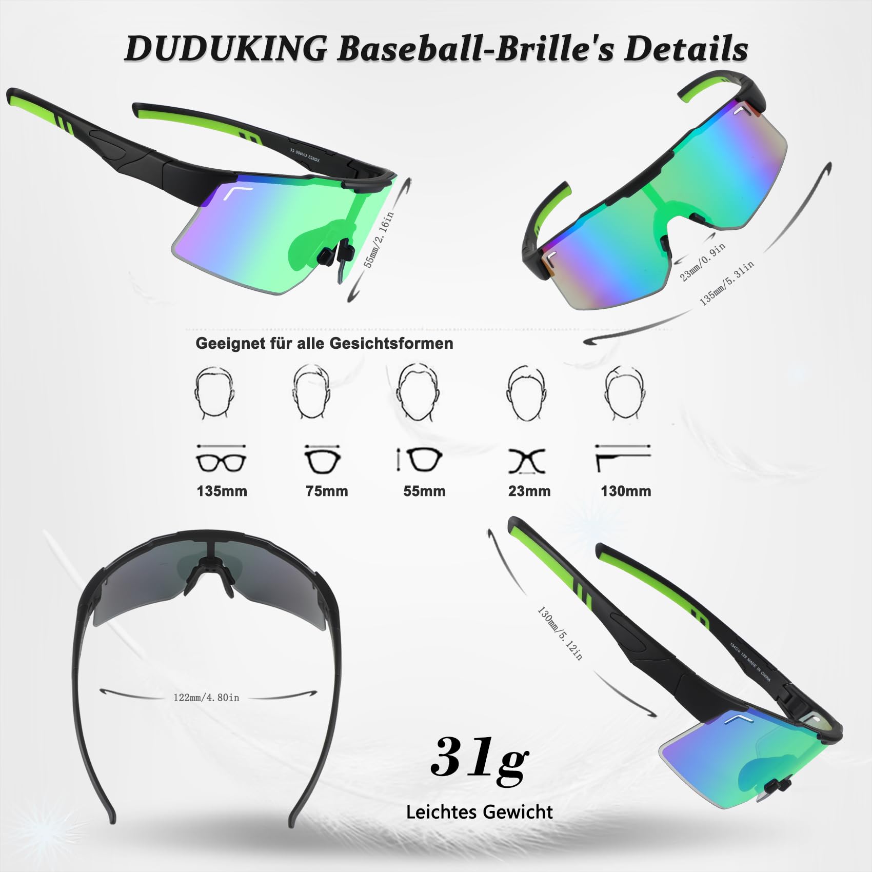 DUDUKING Occhiali da sole autocoloranti, polarizzati, da uomo, da donna, per ciclismo, corsa, golf, da baseball