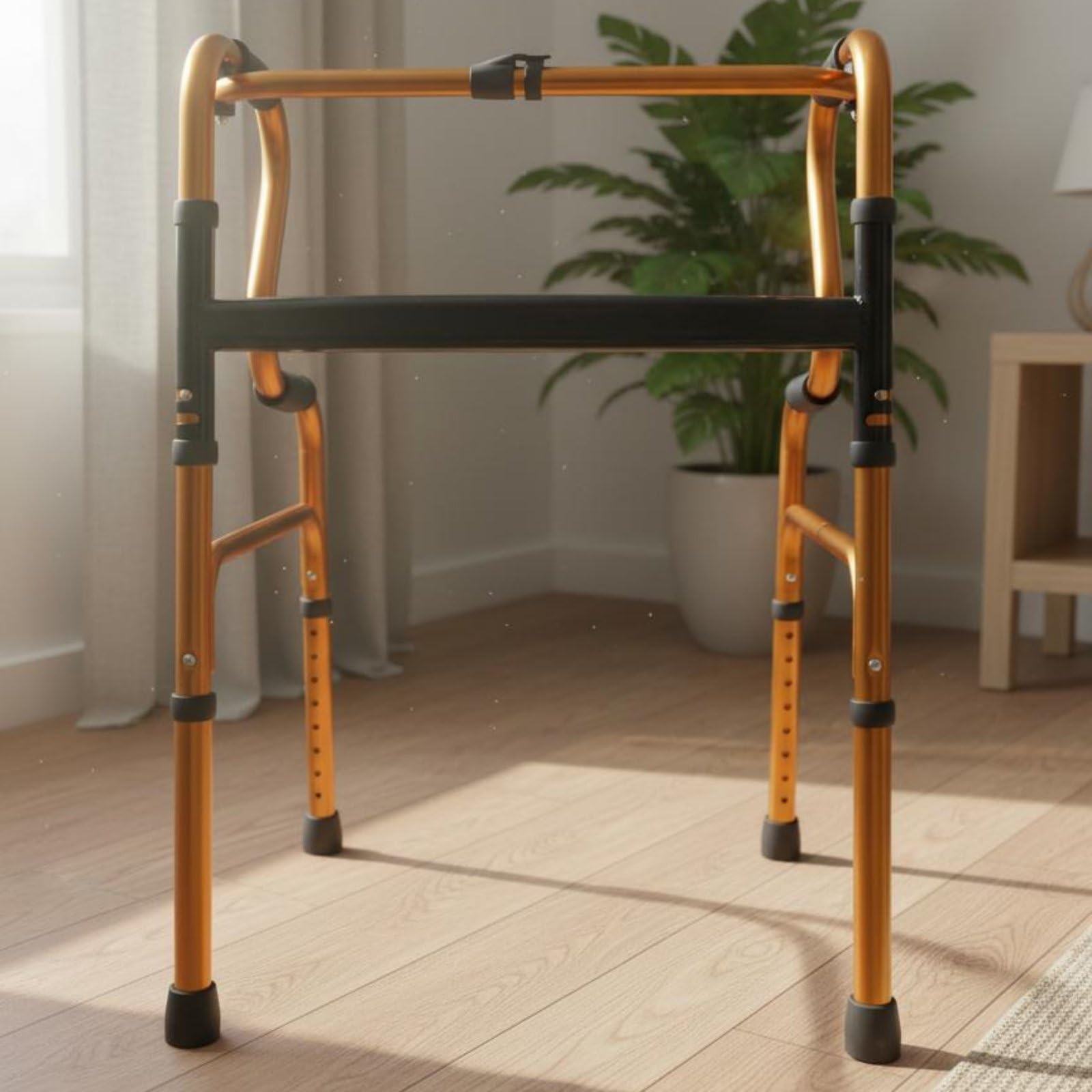 Ajustable Barra de Asistencia Marco de Caminata Bastón de Rehabilitación de Aluminio Altura Regulable Plegable para Estabilidad al Caminar Cuidado en, Amarillo