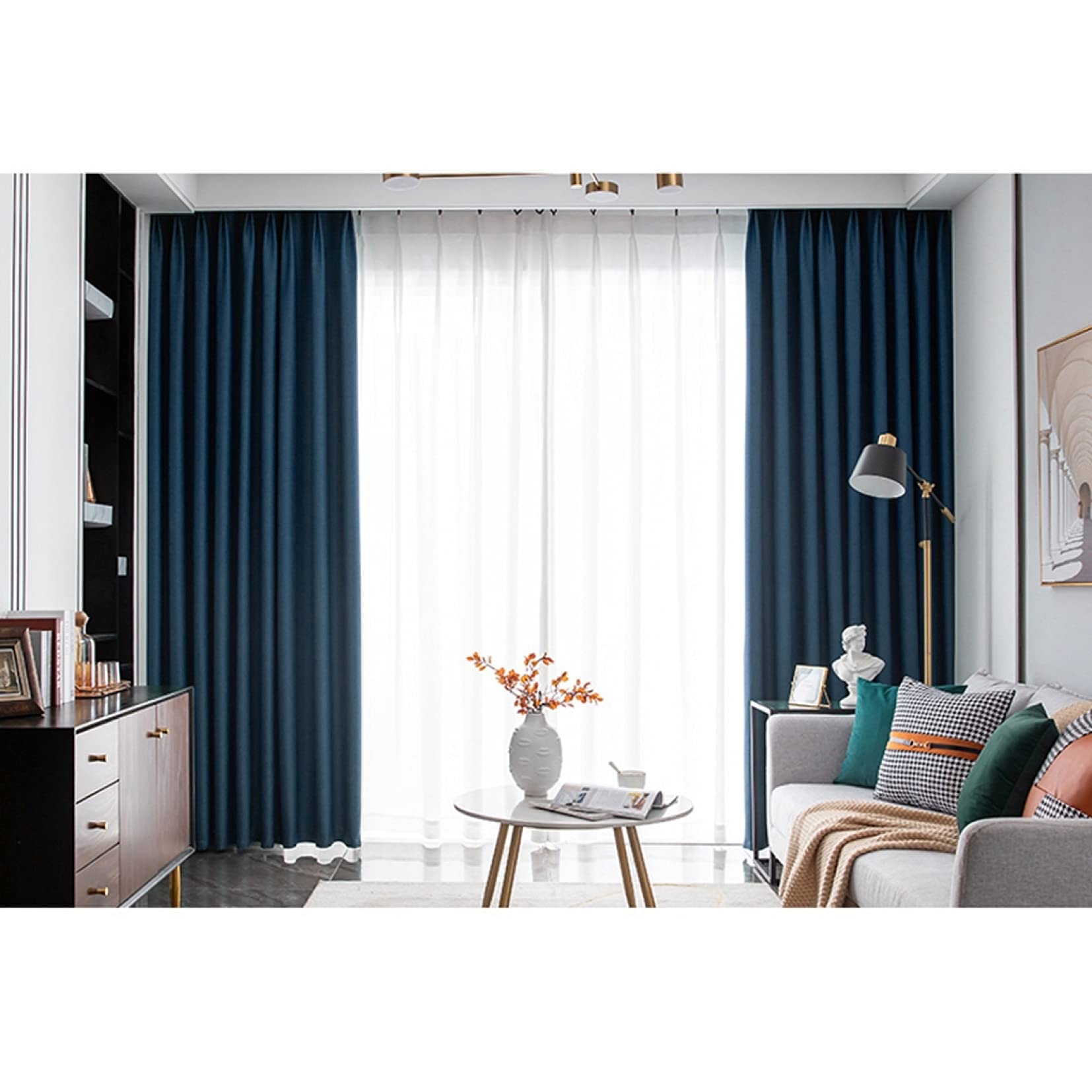 大判リングトップ 遮光ドレープカーテン チャコール 幅270㎝×丈213