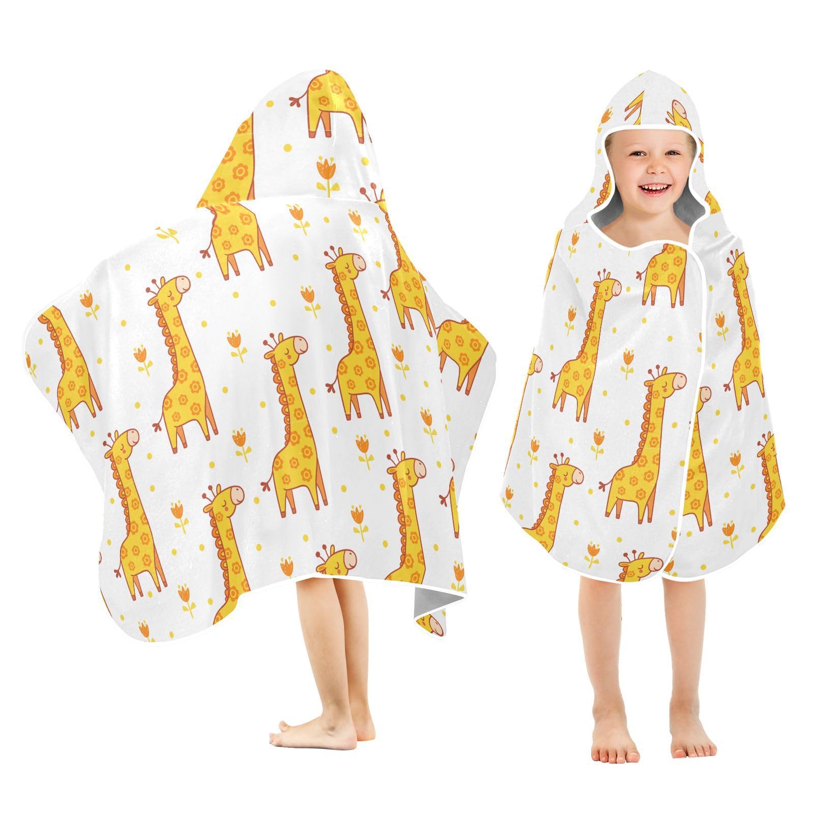 susiyo Kids Hooded Bath Towel Giraffes Beach Towel for Kids 23.5 x 50 Inch Microfiber Soft Absorbent Quick Dry Bath Swim Pool Towel Wrap Poncho Bathrobe with Hood for Kids Toddler