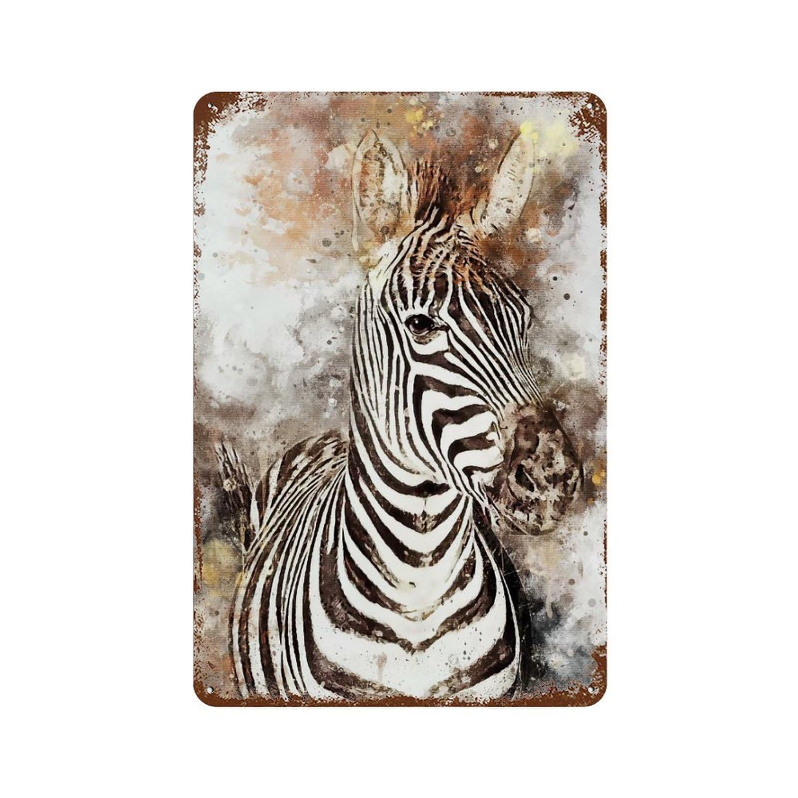 Weathered Tin Sign Zebra New Art 11.8"x7.9", Novelty Wall Decor for Basement, Hobby Room And Garage Decor