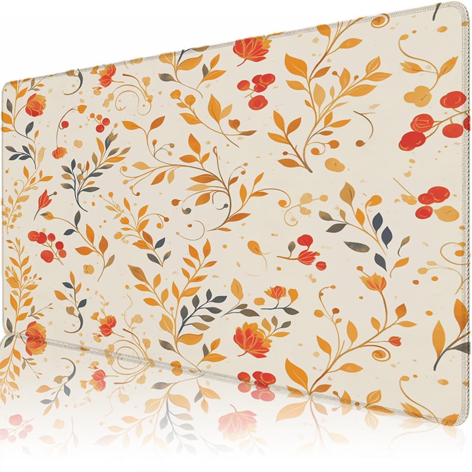 Sottomano Scrivania Grande 1200 x 600 x 3 mm Rurale Tappetino Tastiera Computer con Base Antiscivolo e Bordi Cuciti, Protezione Impermeabile, per Lavoro, Casa e PC Gamer, Regali Uomini (Fiore) L-x7608