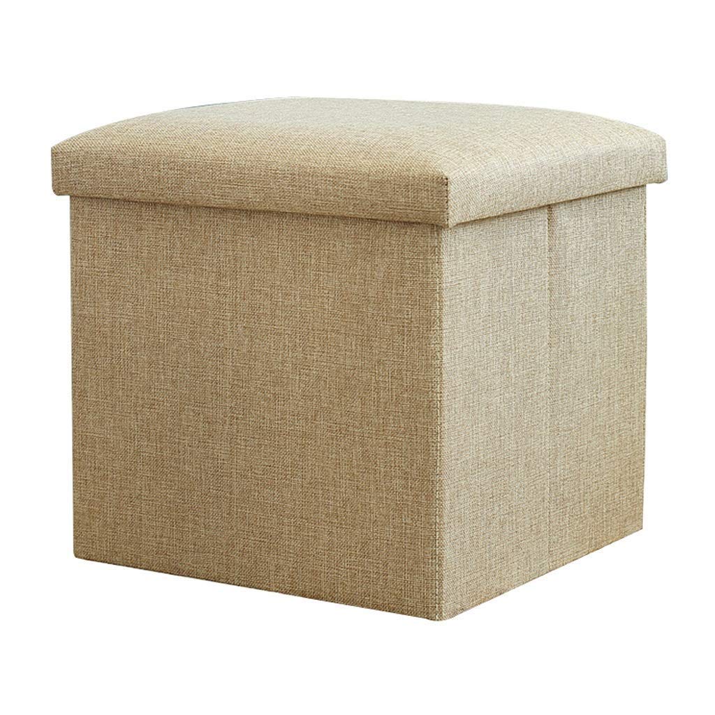 Housse amovible pour ce tabouret de rangement en lin beige, la fin du désordre dans l'entrée