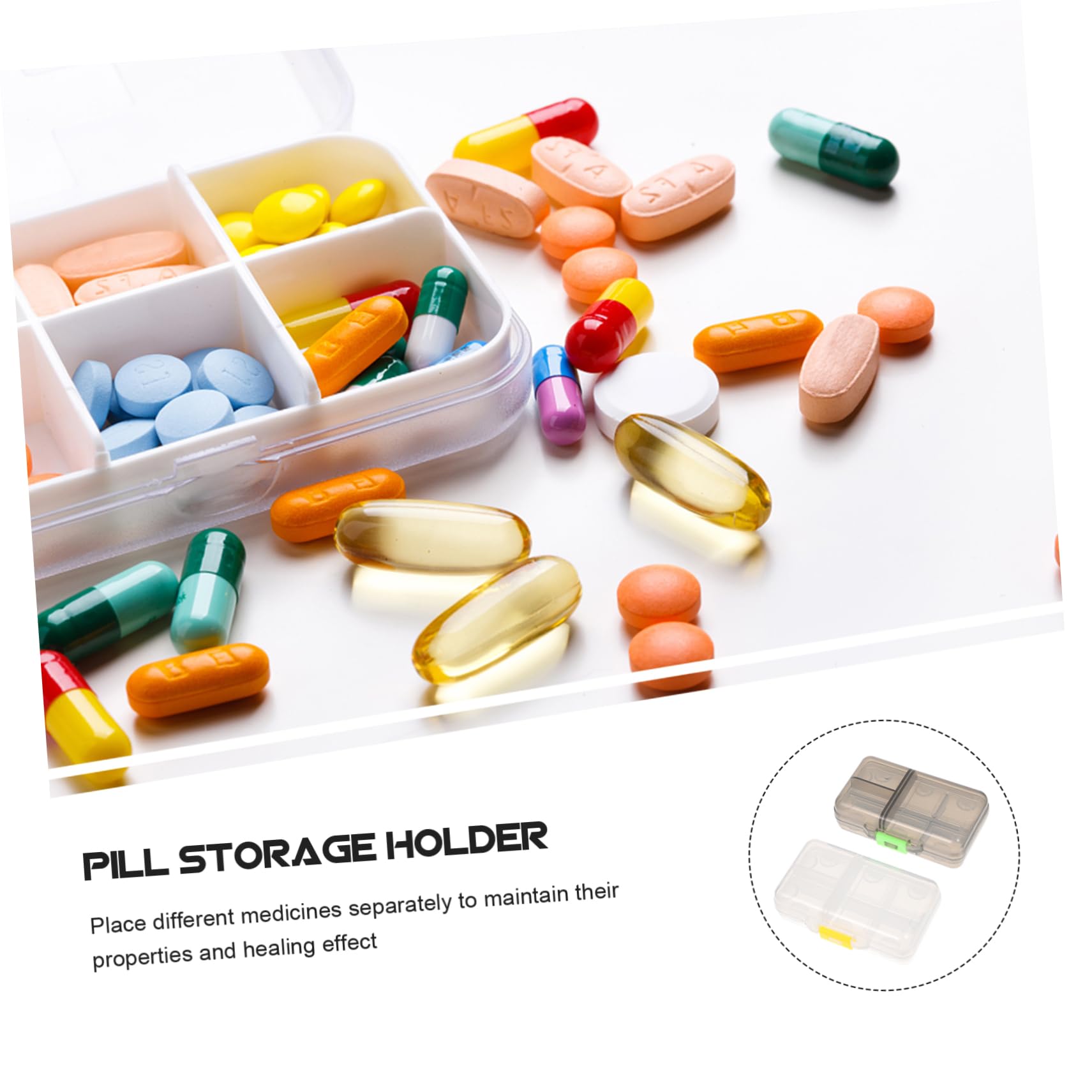 Healvian 4pezzi Portapillole Portatile Organizer Medicina Compatto e Leggero Separatore Giornaliero Per Viaggi Design Trasparente e Scomparti Per Dose Settimanale e Uso Quotidiano