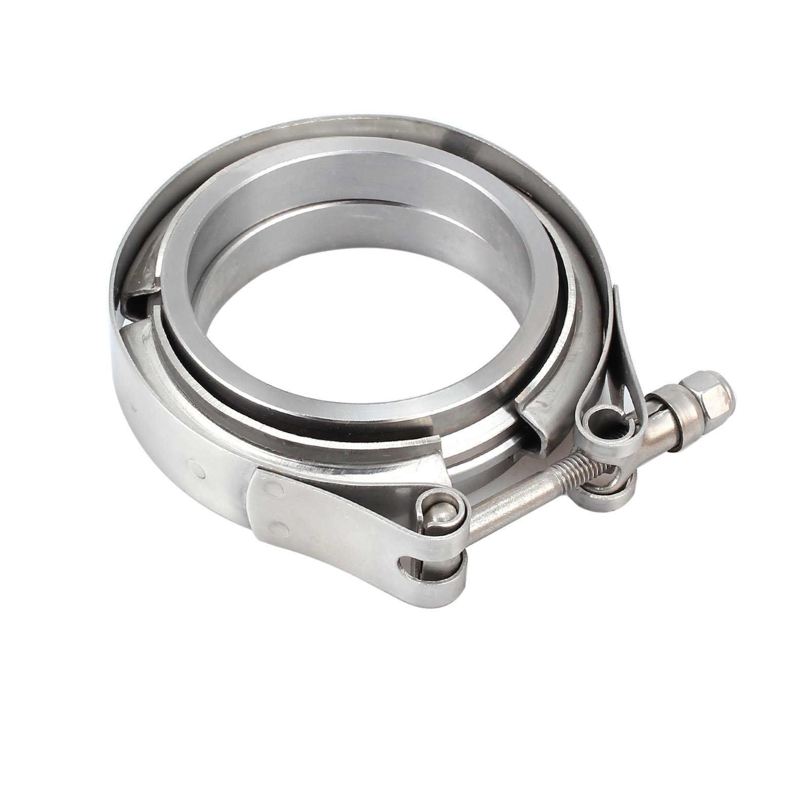 Bohaner Silver 2.5" Inch Exhaust Clamp Kit Universal Turbo Exhaust Clamp 63Mm Stainless Steel V-Band Clamp & Flat Flanges Kit For Turbos Blow-Off Valves Exhausts Pipes
