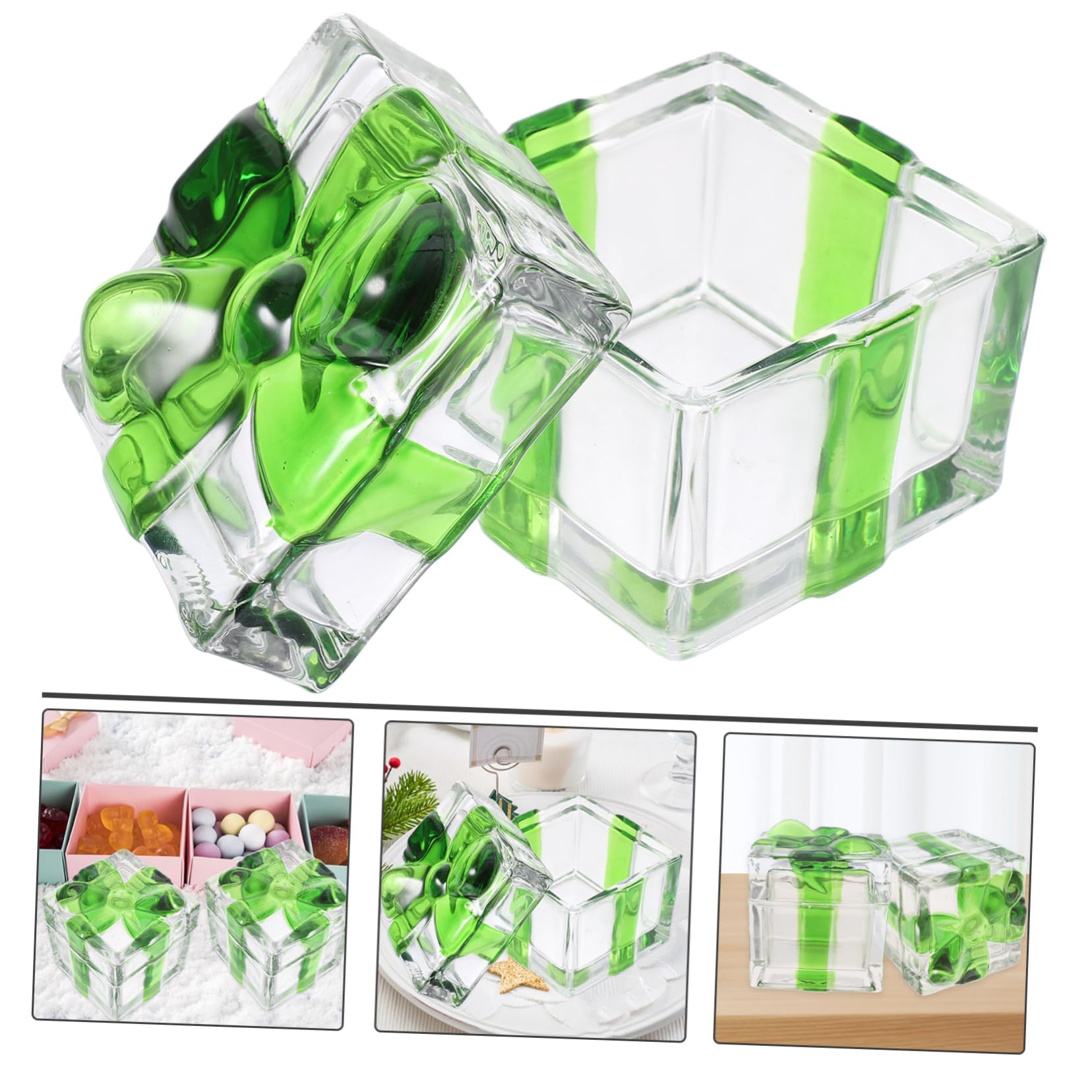 Barattolo Caramelle in Cristallo Verde Coperchio Sigillato Decorativo