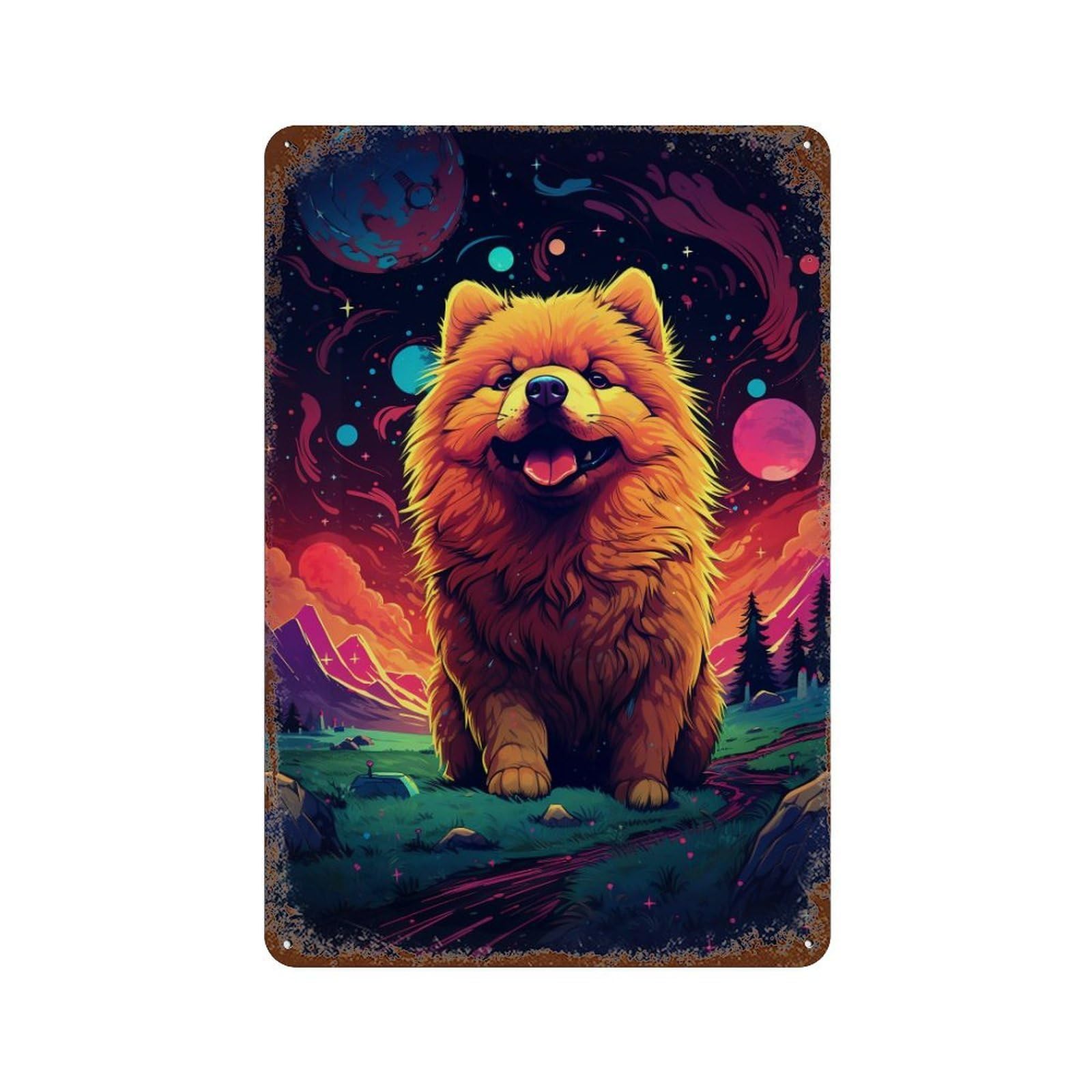 Cosmic Pomeranian Adventure-2 Decorative Tin Sign 11.8"x7.9", Retro Wall Decor for Garage, Pub Or Kitchen