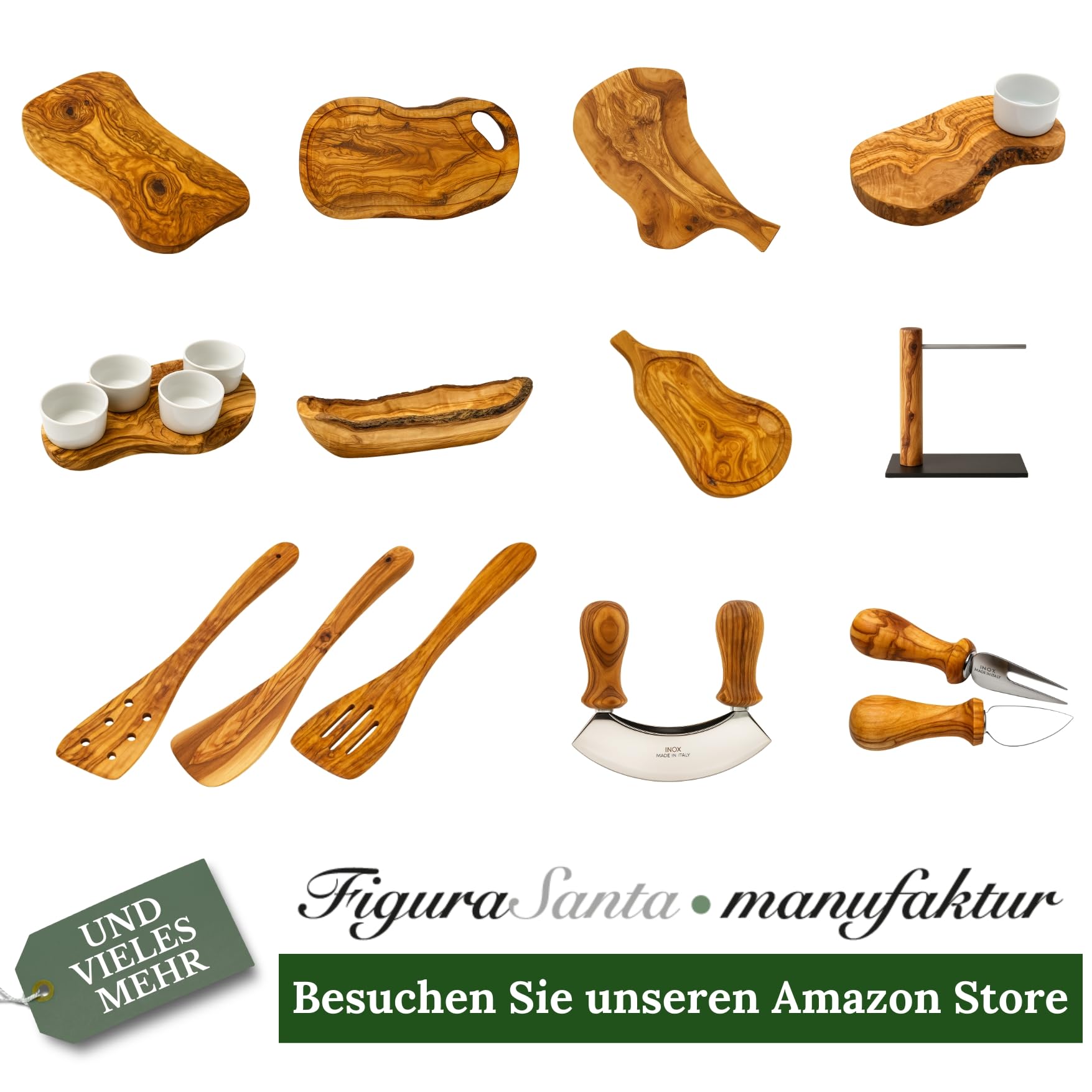Schneidebrett Holz Olivenholz - 48 * 22 cm - massives Servierbrett Holz Olivenholzbrett antibakteriell - Holzbrett Küche mit Saftrille - alternative zu Schneidebrett Kunststoff