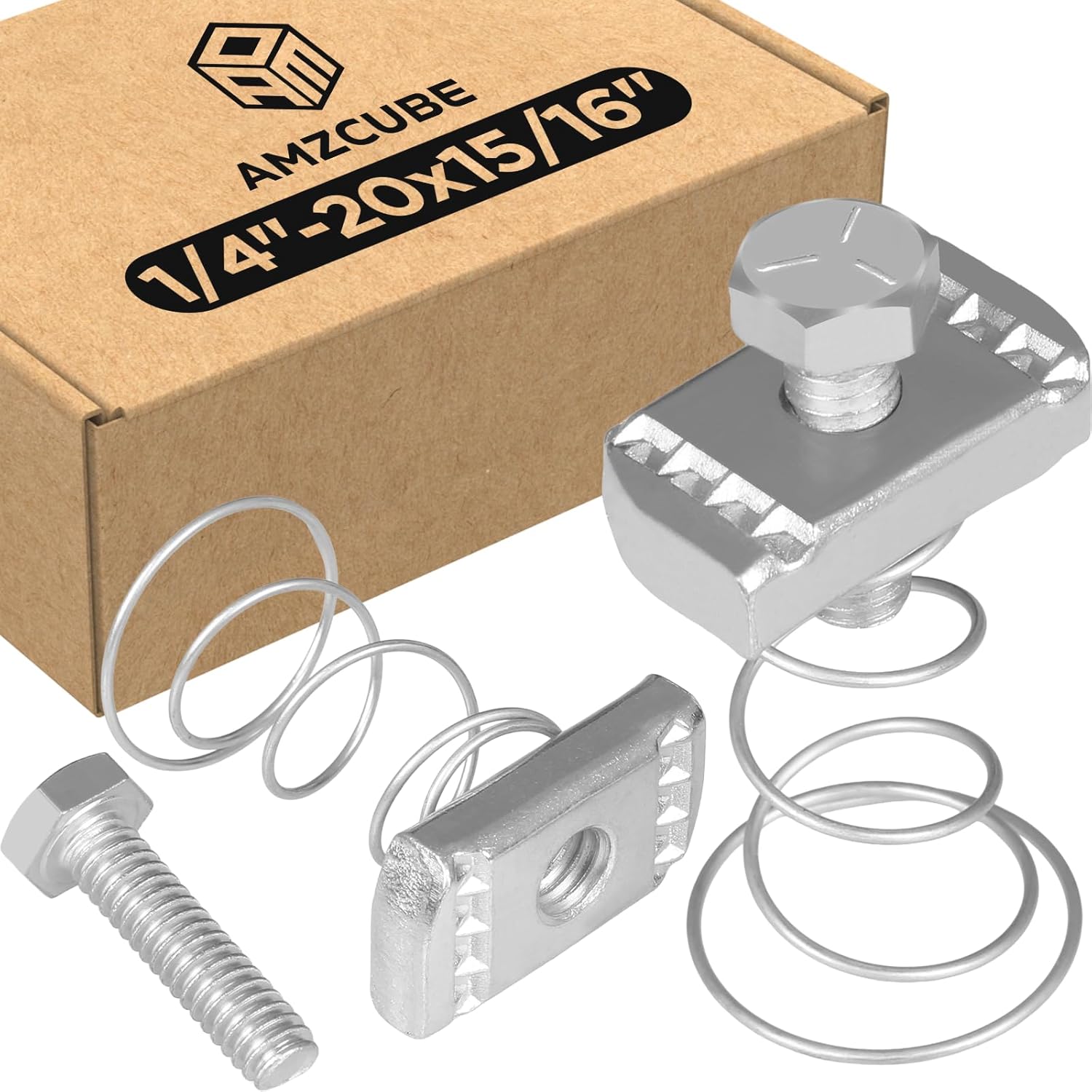 1/4"-20 Flared Spring Channel Nut and Bolt, 8 mm Thickened Strut Channel Cone Nut, Compatible with Strut Channel Support Systems, Solar Panel Mounting (40)