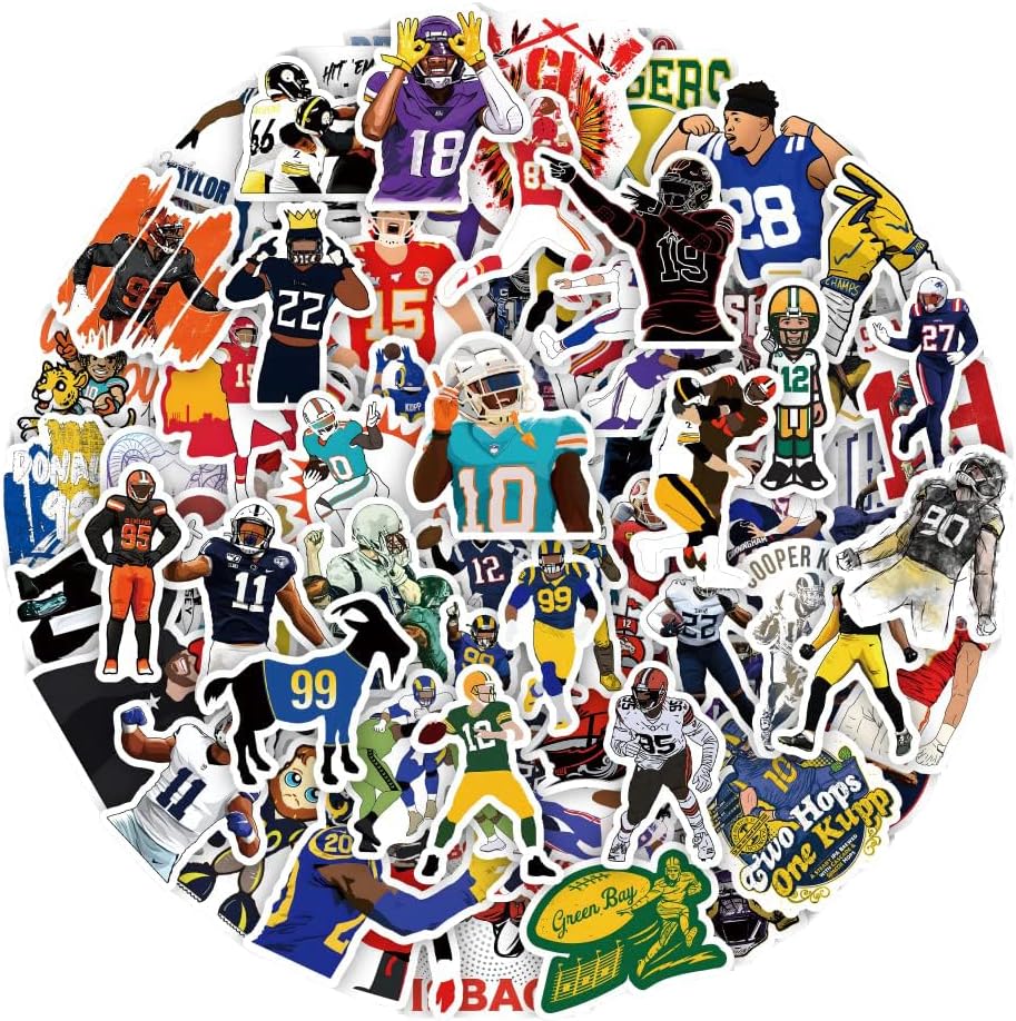 100Pcs Rugby Stickers, Waterproof Vinyl Stickers for Rugby, Sports Decals for Laptop Water Bottle Skateboard, Rugby Party Decorations Stickers for Teens Adults