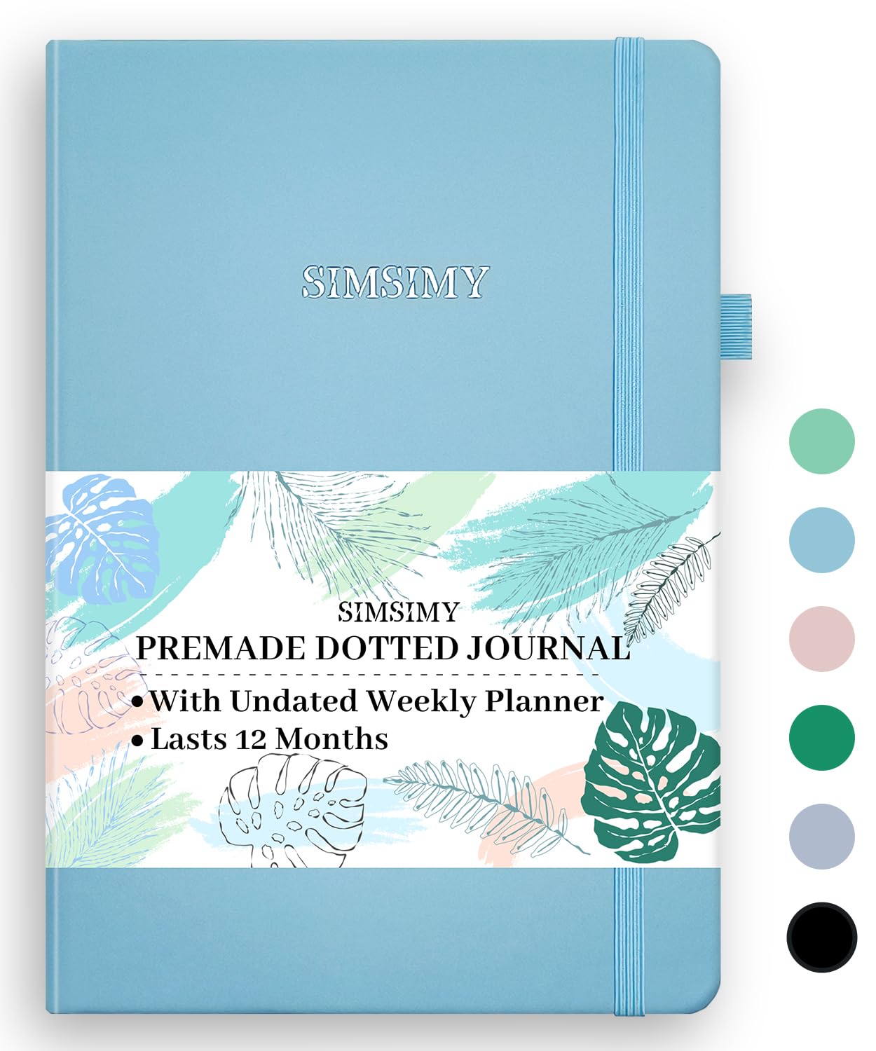 SIMSIMY Premade Bullet Dotted Journal with Undated Weekly Monthly Planner, Pre-made Dot Grid Journaling Aesthetic Notebook for Goals Gratitude Budget Exercise Habits Mood Sleep Tracker – 12 Month